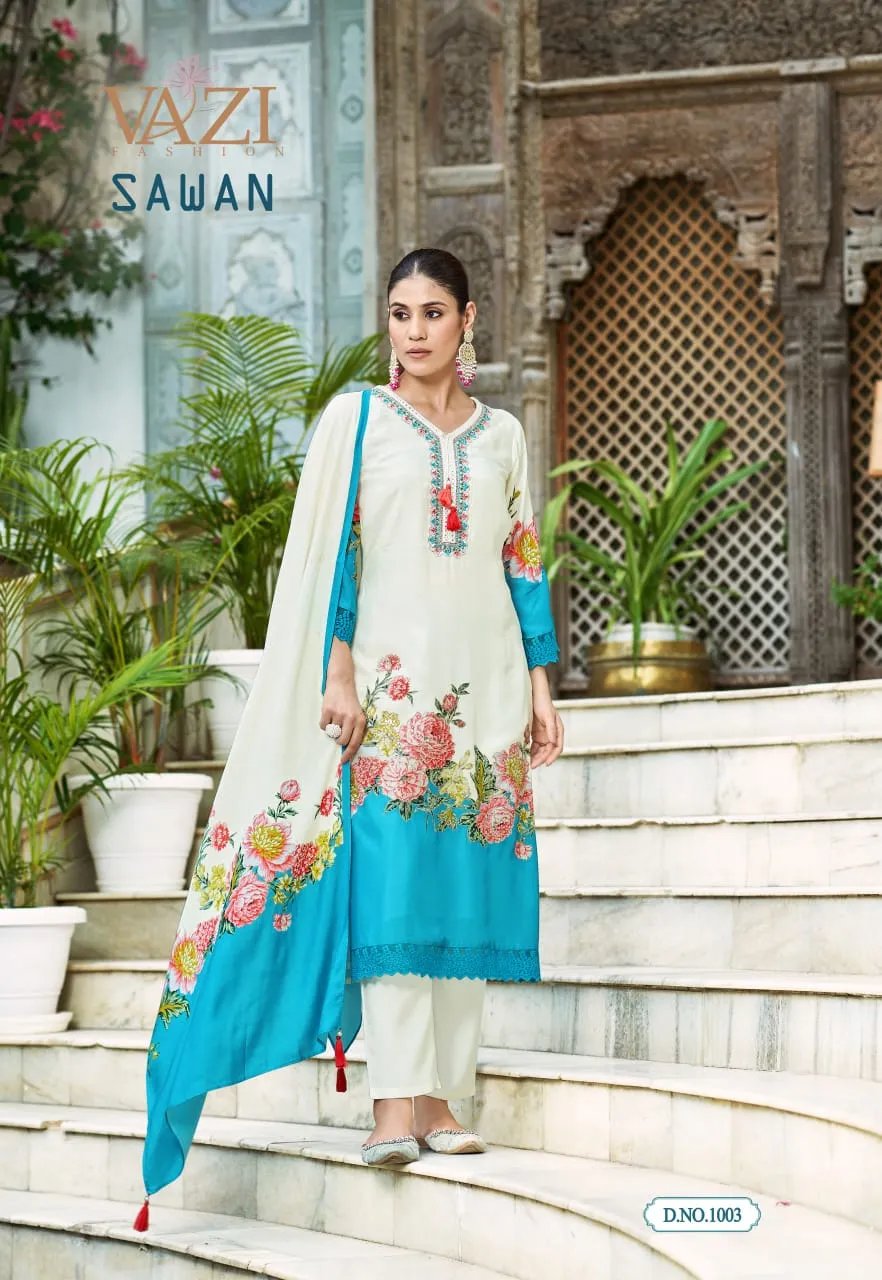 Luxury Festival Salwar Suit with Aari Handwork in Viscose Muslin in Surat
