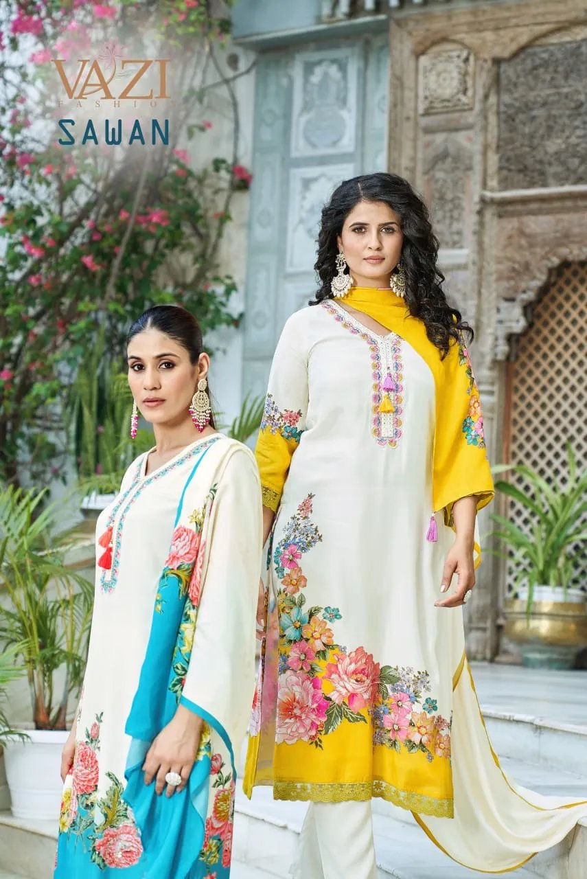 Luxury Festival Salwar Suit with Aari Handwork in Viscose Muslin in Surat