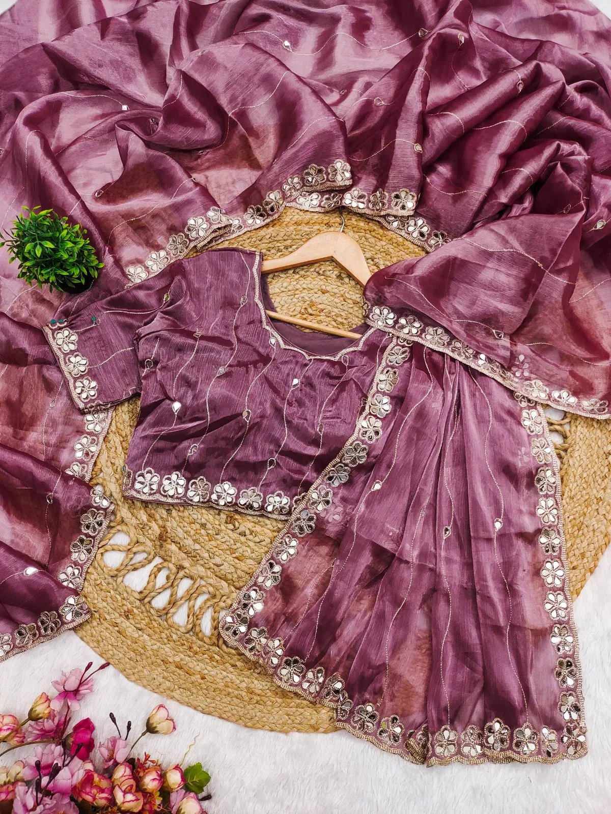 Soft Burberry Silk Party Wear Saree in Surat