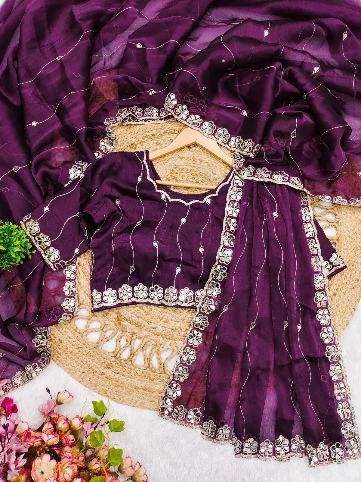 Soft Burberry Silk Party Wear Saree in Surat