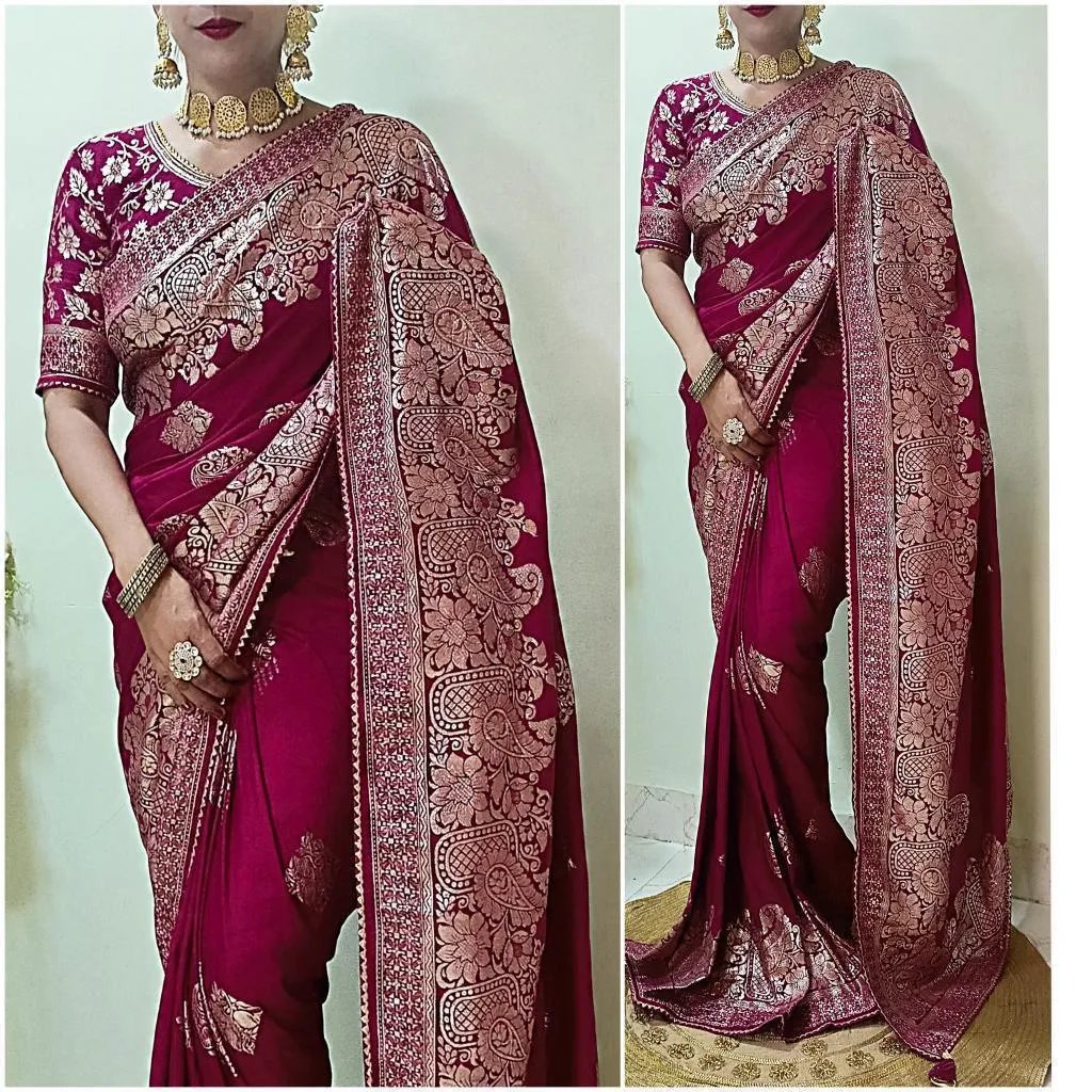 Pure Viscose Dolla Silk Saree with Zari Jacquard Weaving in Surat