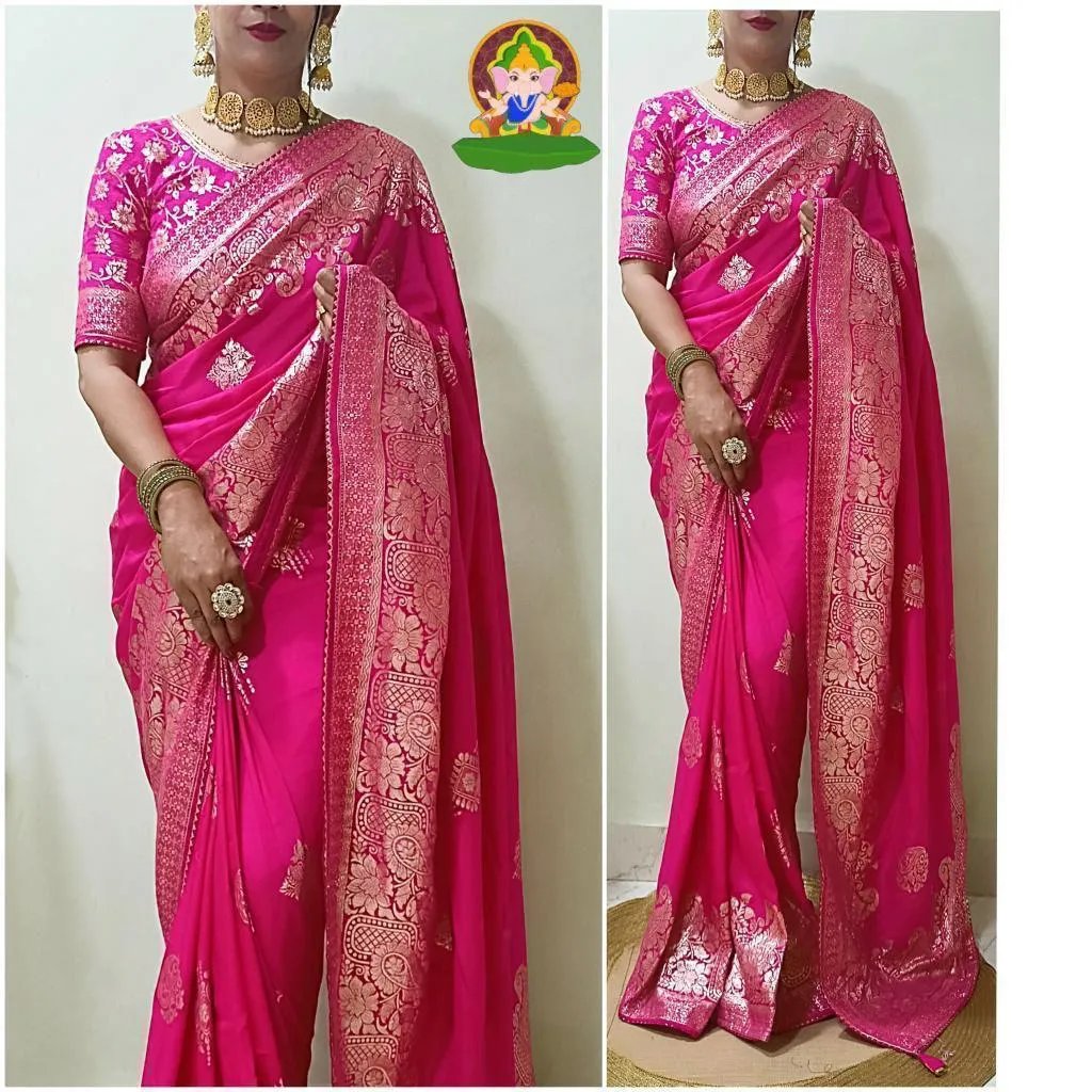 Pure Viscose Dolla Silk Saree with Zari Jacquard Weaving in Surat