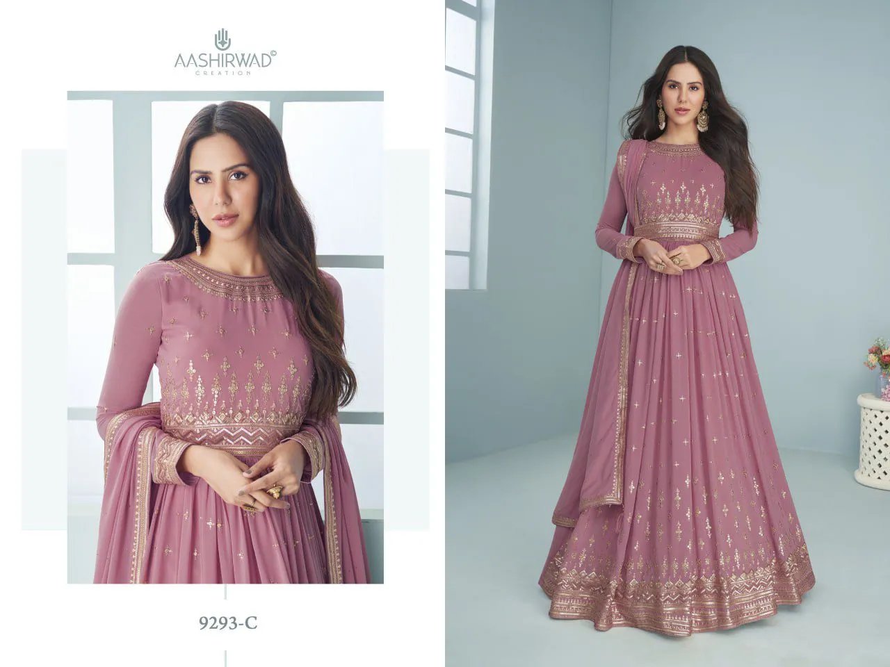 Premium Designer Georgette Gown with Embroidery & Sequence Work in Surat