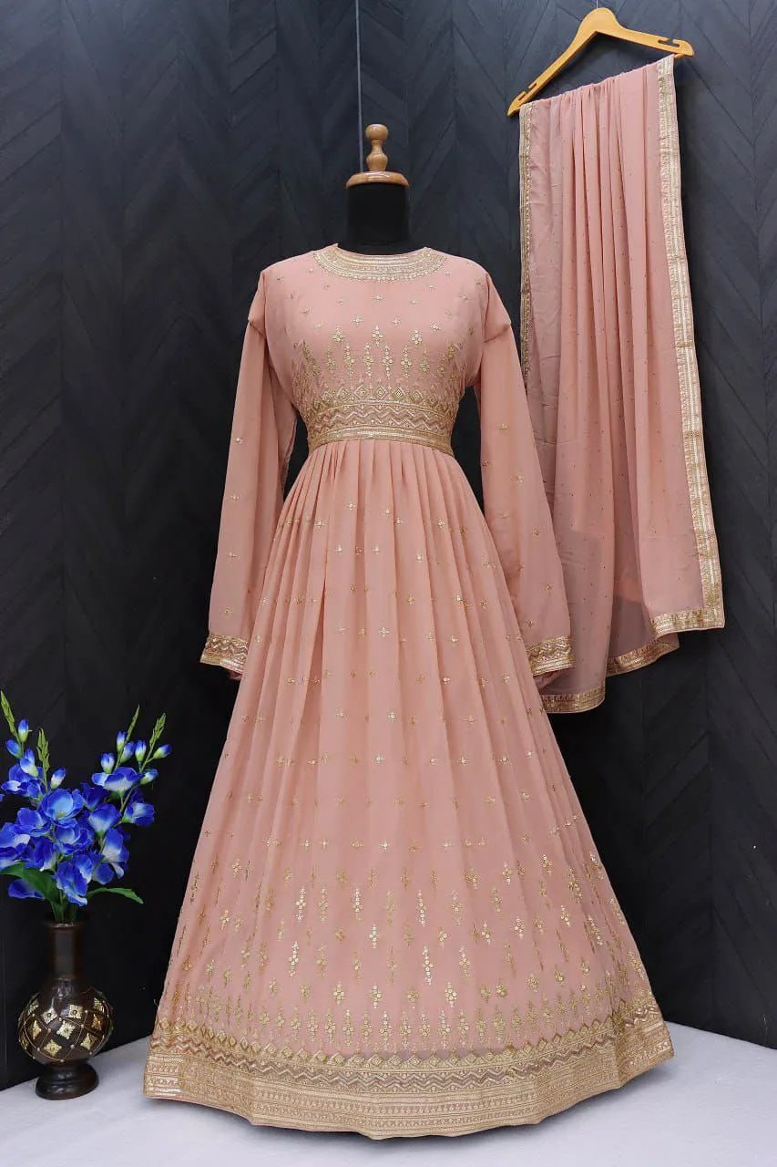 Premium Designer Georgette Gown with Embroidery & Sequence Work in Surat