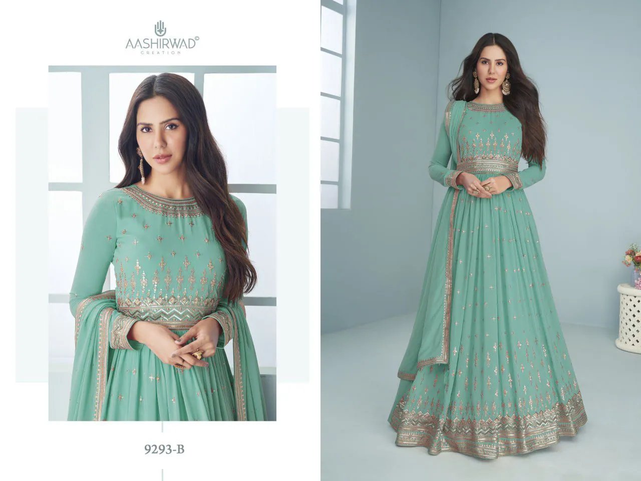 Premium Designer Georgette Gown with Embroidery & Sequence Work in Surat