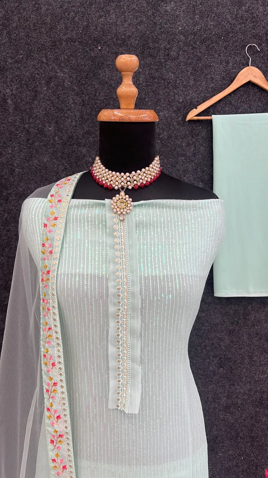 Silk Semi-Stitched Wedding Dress Material with Embroidery in Surat