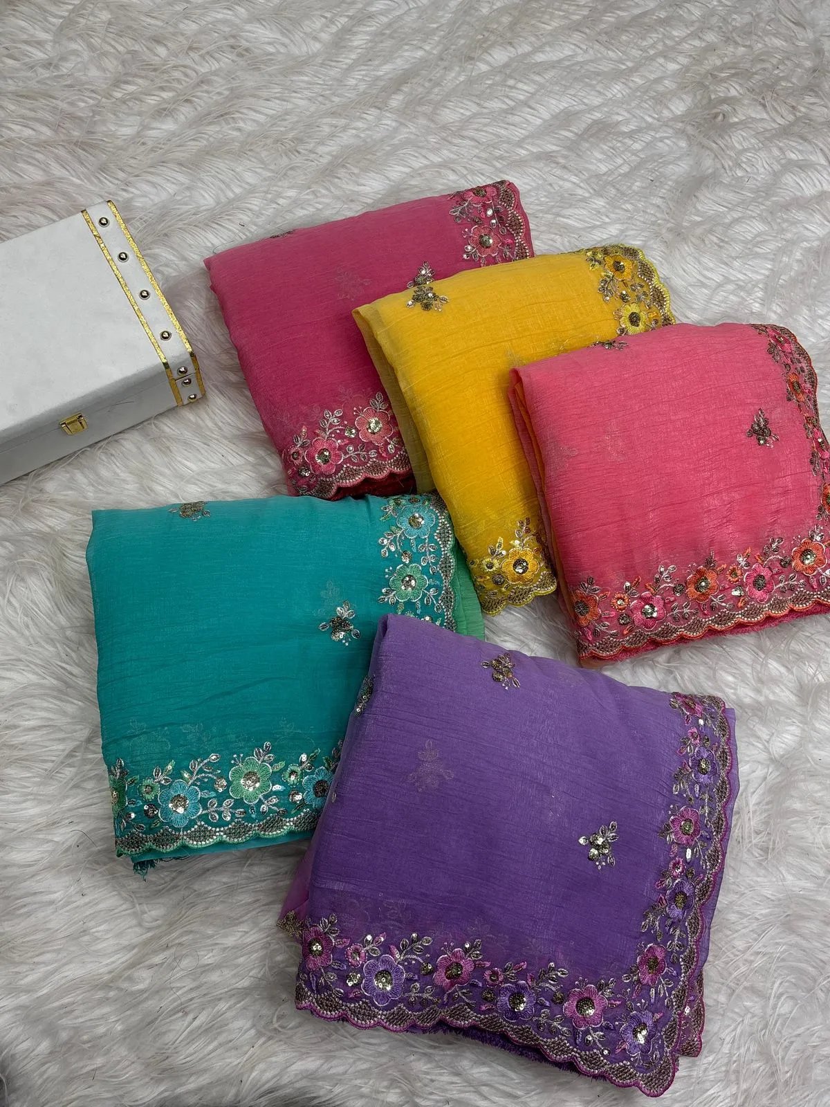 Embroidered Velvet Premium Saree in Surat