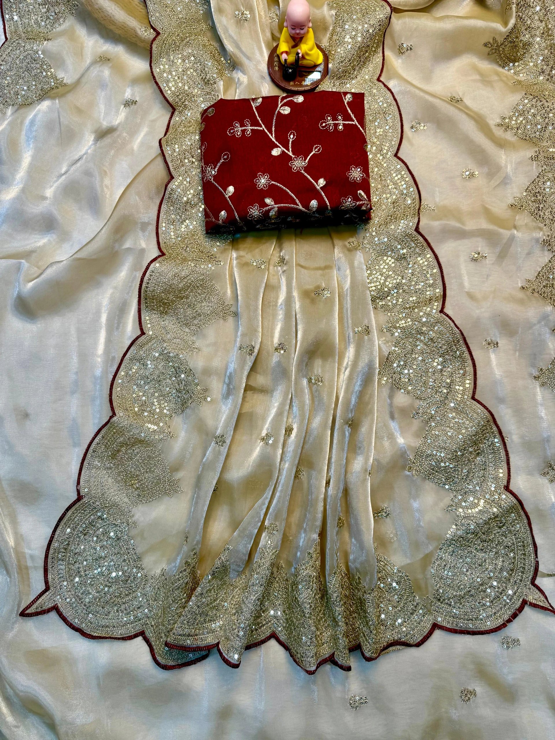 Soft Silk Saree with Sequin Pallu & Embroidered Blouse in Surat