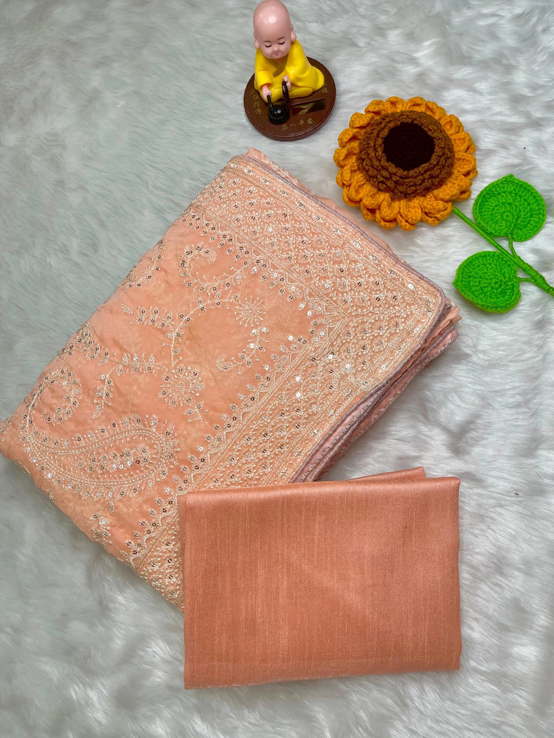 Organza Silk Saree with Sequence Embroidery & C Pallu Work in Surat