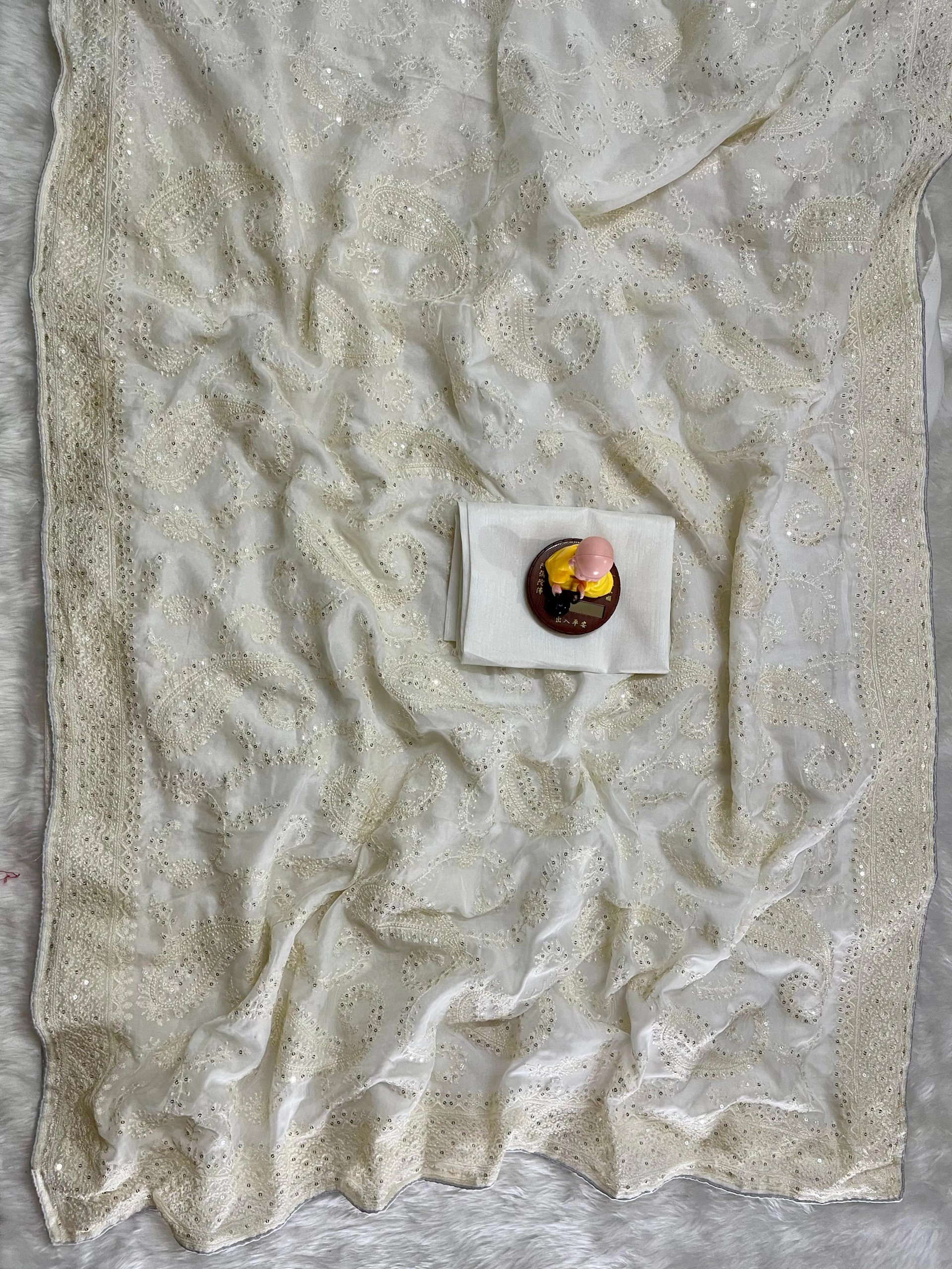 Organza Silk Saree with Sequence Embroidery & C Pallu Work in Surat
