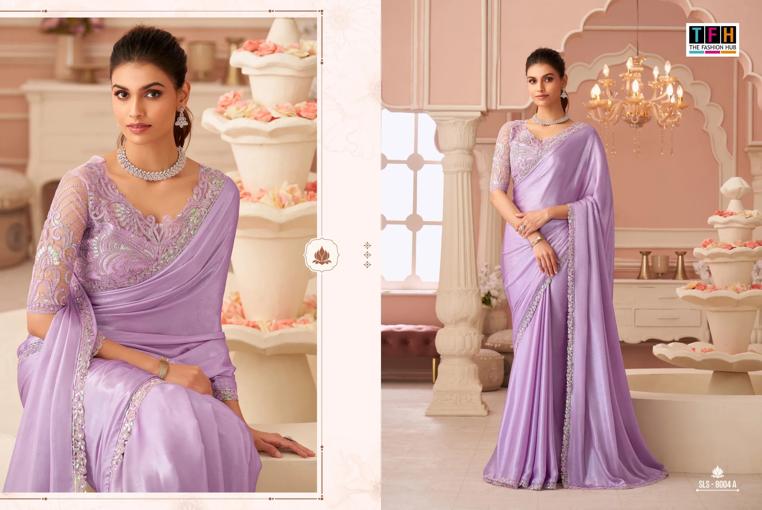 Silver Chiffon Shimmer Premium Saree in Surat