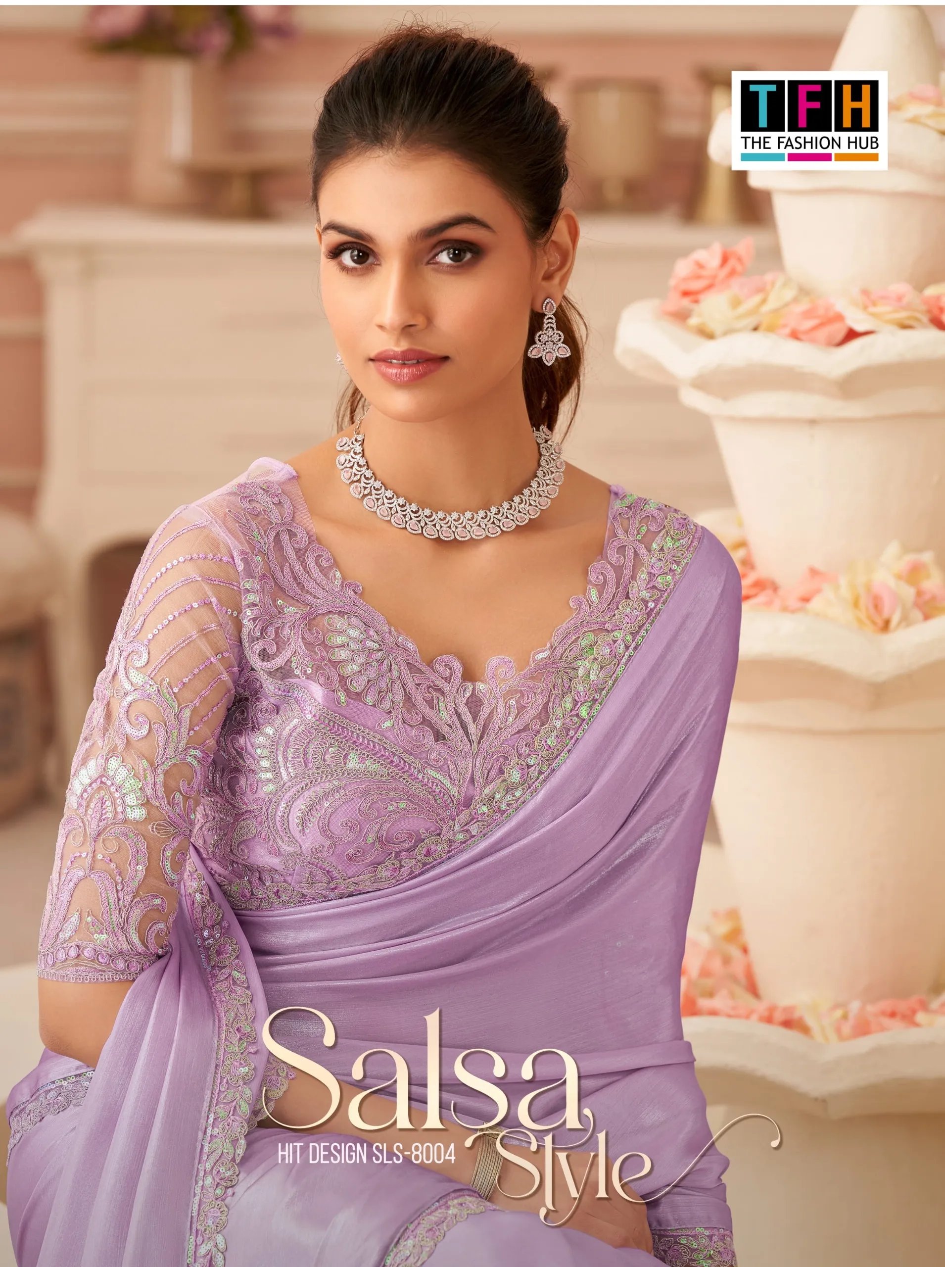 Silver Chiffon Shimmer Premium Saree in Surat