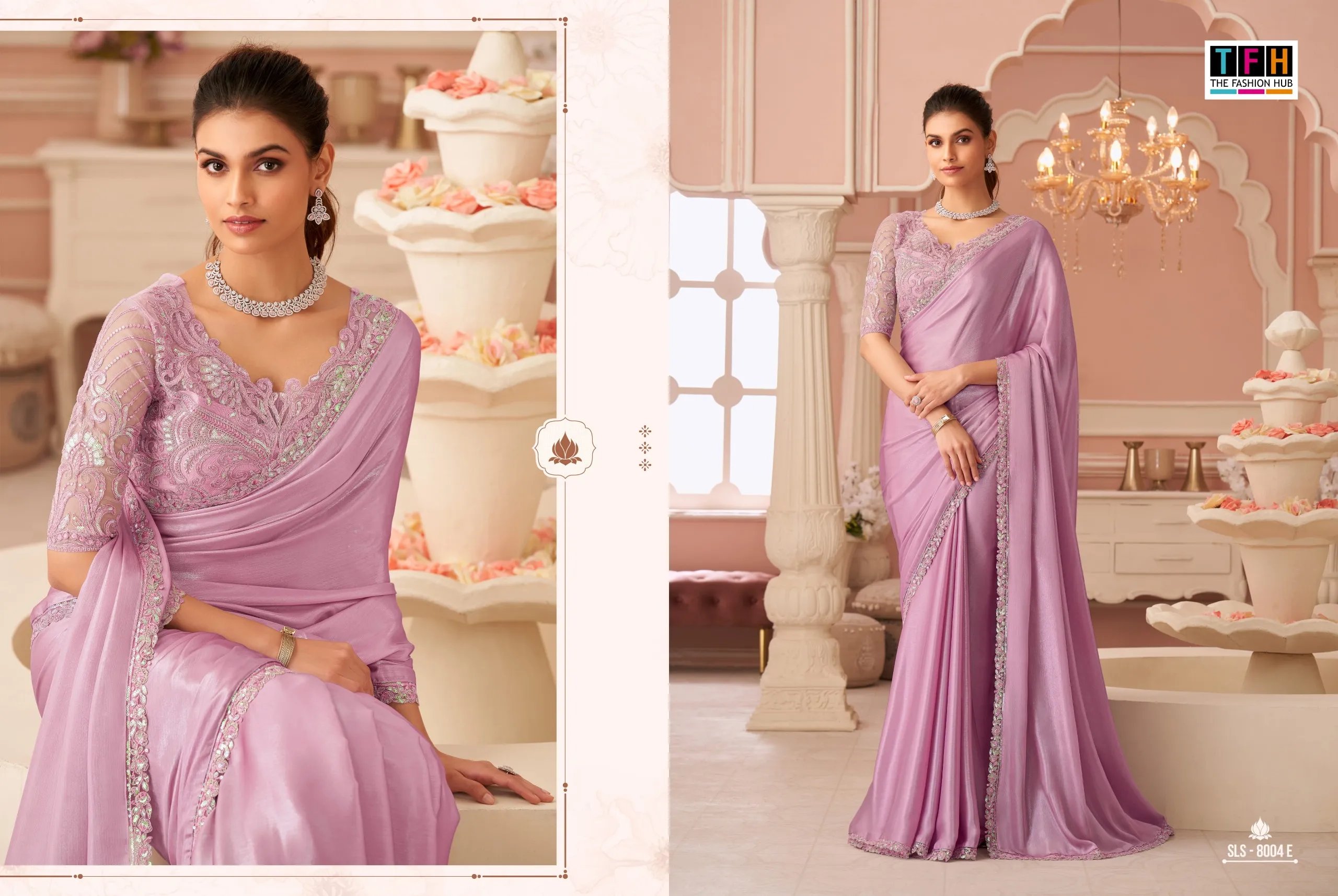 Silver Chiffon Shimmer Premium Saree in Surat