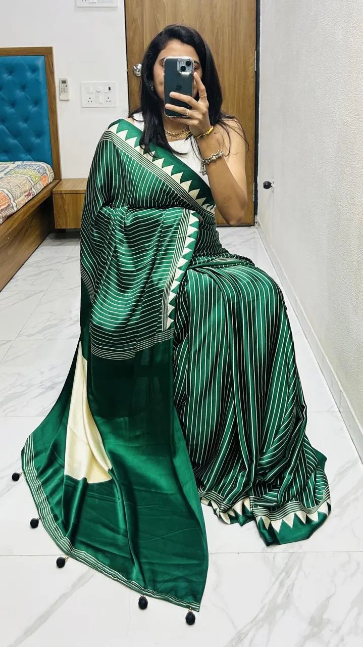 Semi Gajji Silk Saree with Ajrakh Bandhej Print Work in Surat