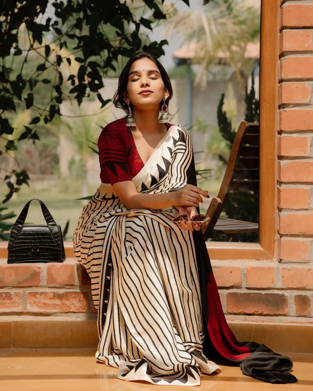 Semi Gajji Silk Saree with Ajrakh Bandhej Print Work in Surat