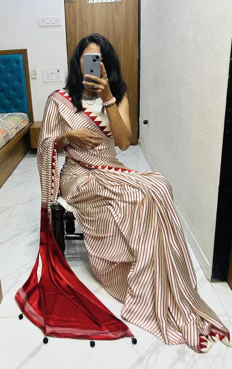 Semi Gajji Silk Saree with Ajrakh Bandhej Print Work in Surat
