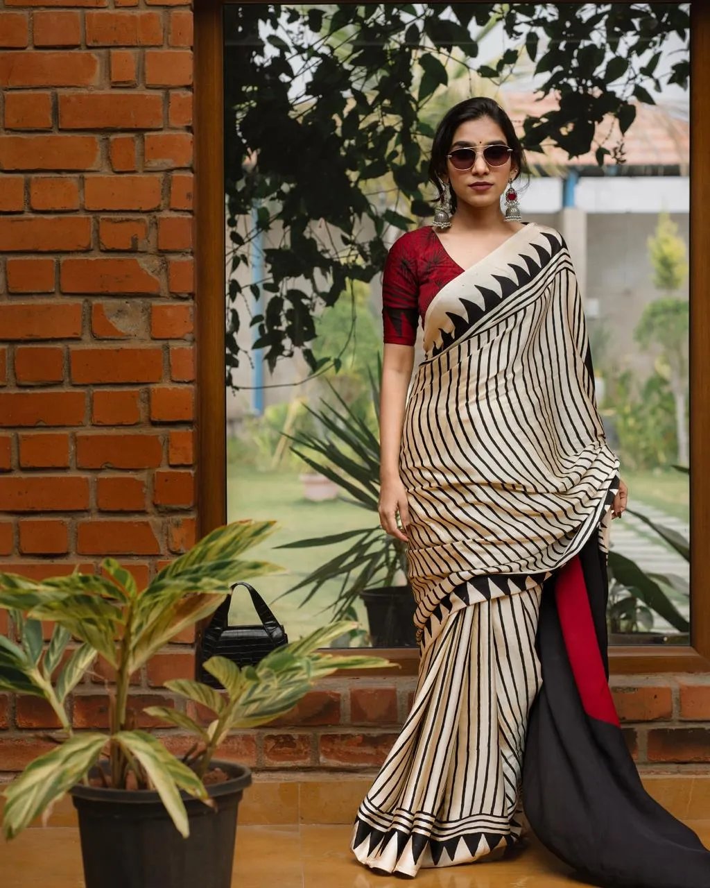Semi Gajji Silk Saree with Ajrakh Bandhej Print Work in Surat
