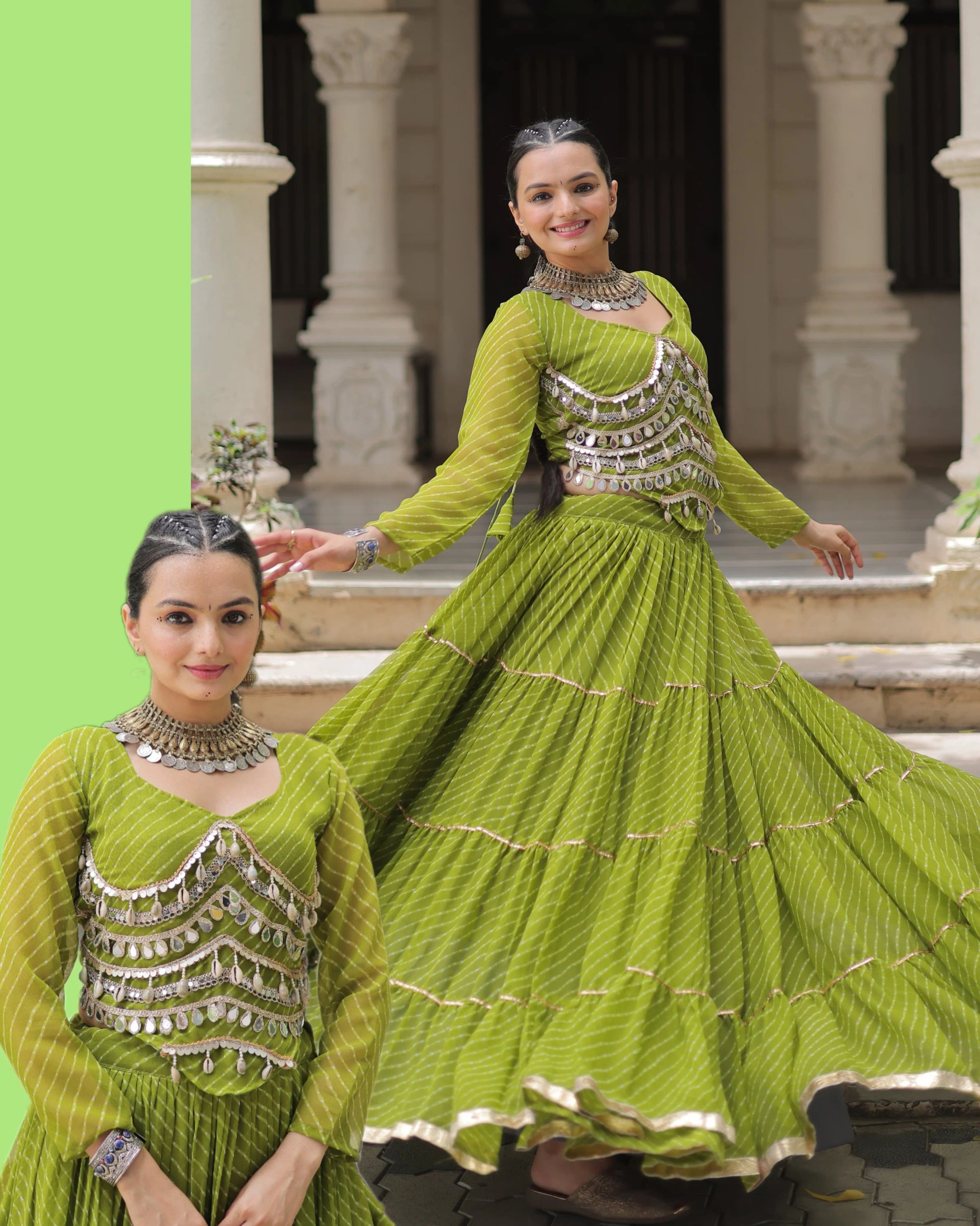 Designer Leheriya Print Navratri Lehenga Choli with Gota Patti in Surat