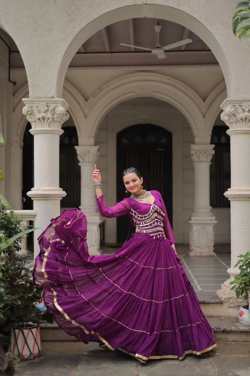 Designer Leheriya Print Navratri Lehenga Choli with Gota Patti in Surat