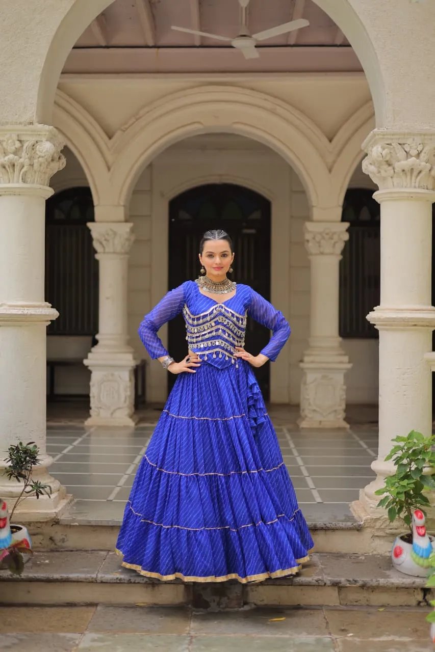 Designer Leheriya Print Navratri Lehenga Choli with Gota Patti in Surat
