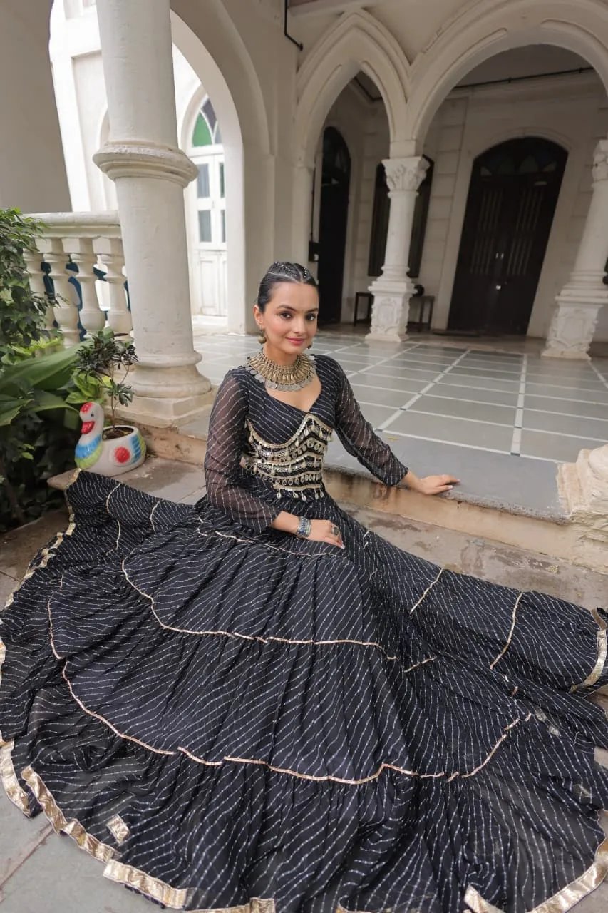 Designer Leheriya Print Navratri Lehenga Choli with Gota Patti in Surat
