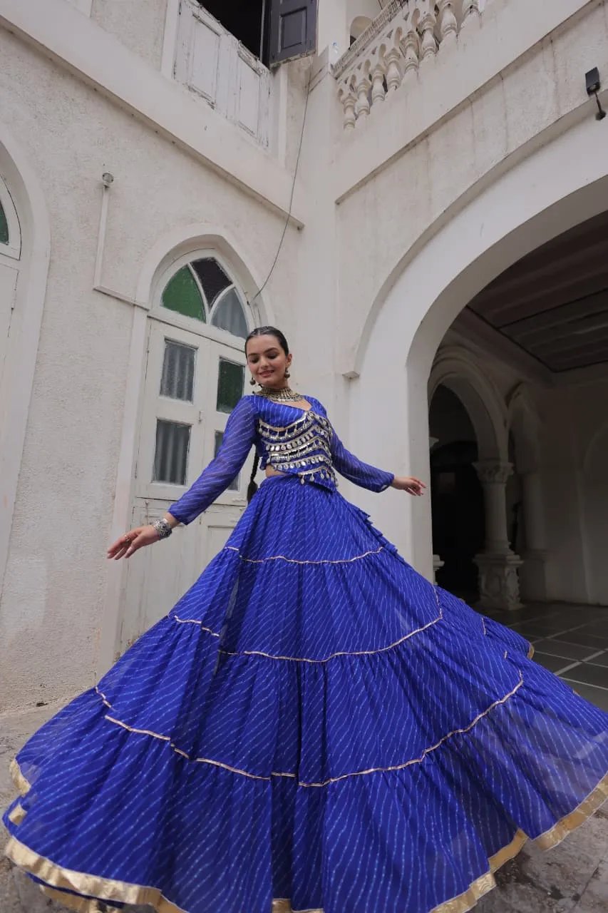 Designer Leheriya Print Navratri Lehenga Choli with Gota Patti in Surat