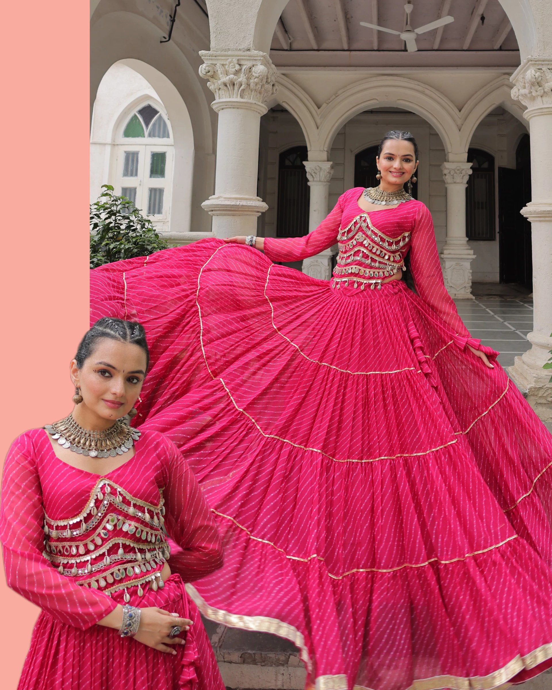 Designer Leheriya Print Navratri Lehenga Choli with Gota Patti in Surat