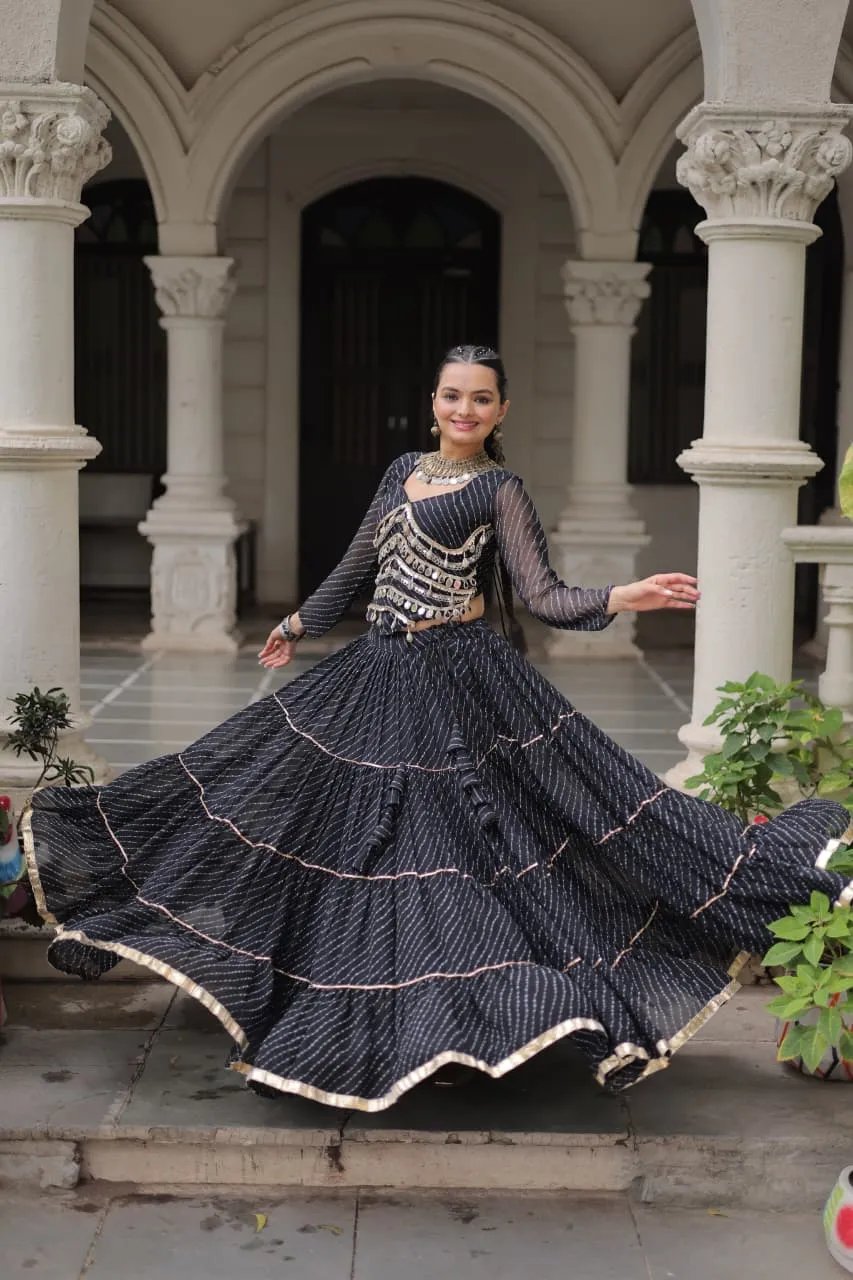 Designer Leheriya Print Navratri Lehenga Choli with Gota Patti in Surat