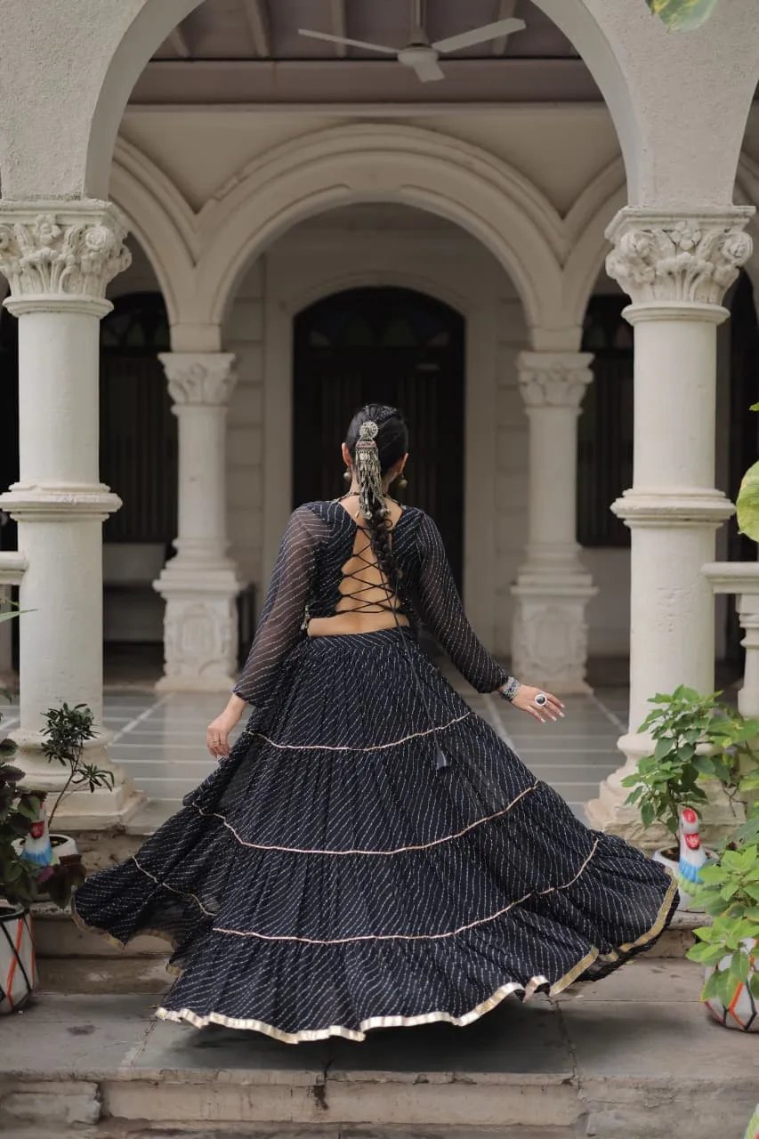 Designer Leheriya Print Navratri Lehenga Choli with Gota Patti in Surat