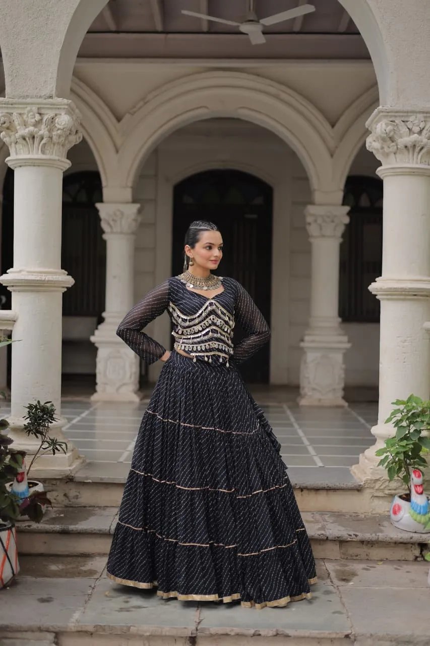 Designer Leheriya Print Navratri Lehenga Choli with Gota Patti in Surat