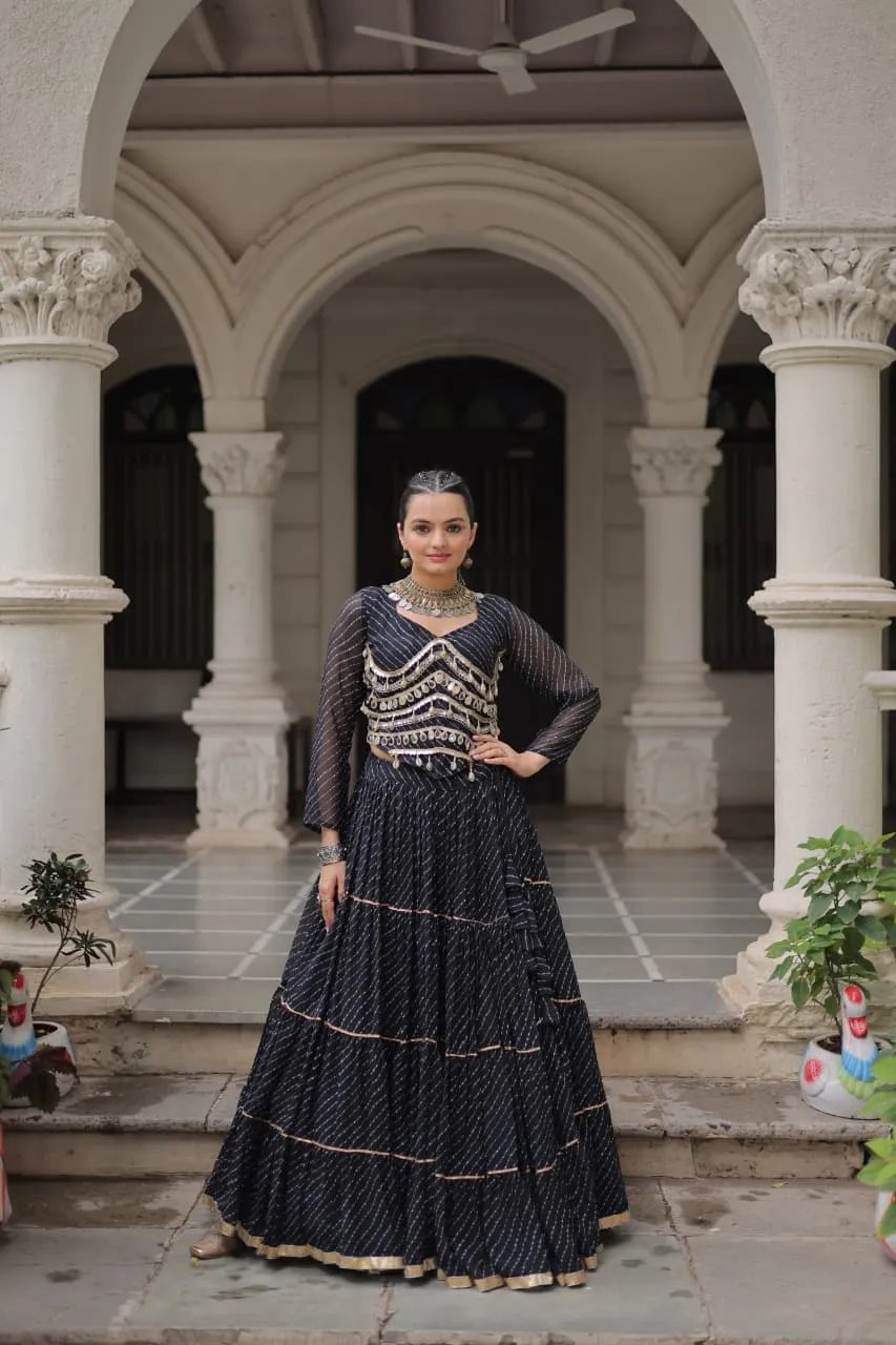 Designer Leheriya Print Navratri Lehenga Choli with Gota Patti in Surat
