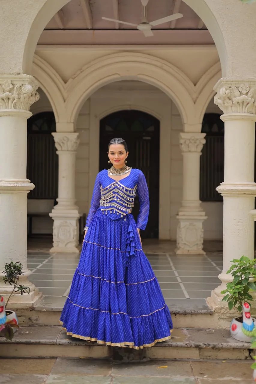 Designer Leheriya Print Navratri Lehenga Choli with Gota Patti in Surat