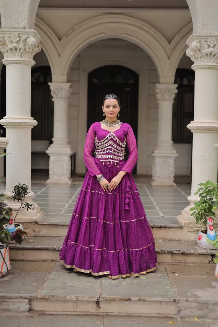 Designer Leheriya Print Navratri Lehenga Choli with Gota Patti in Surat