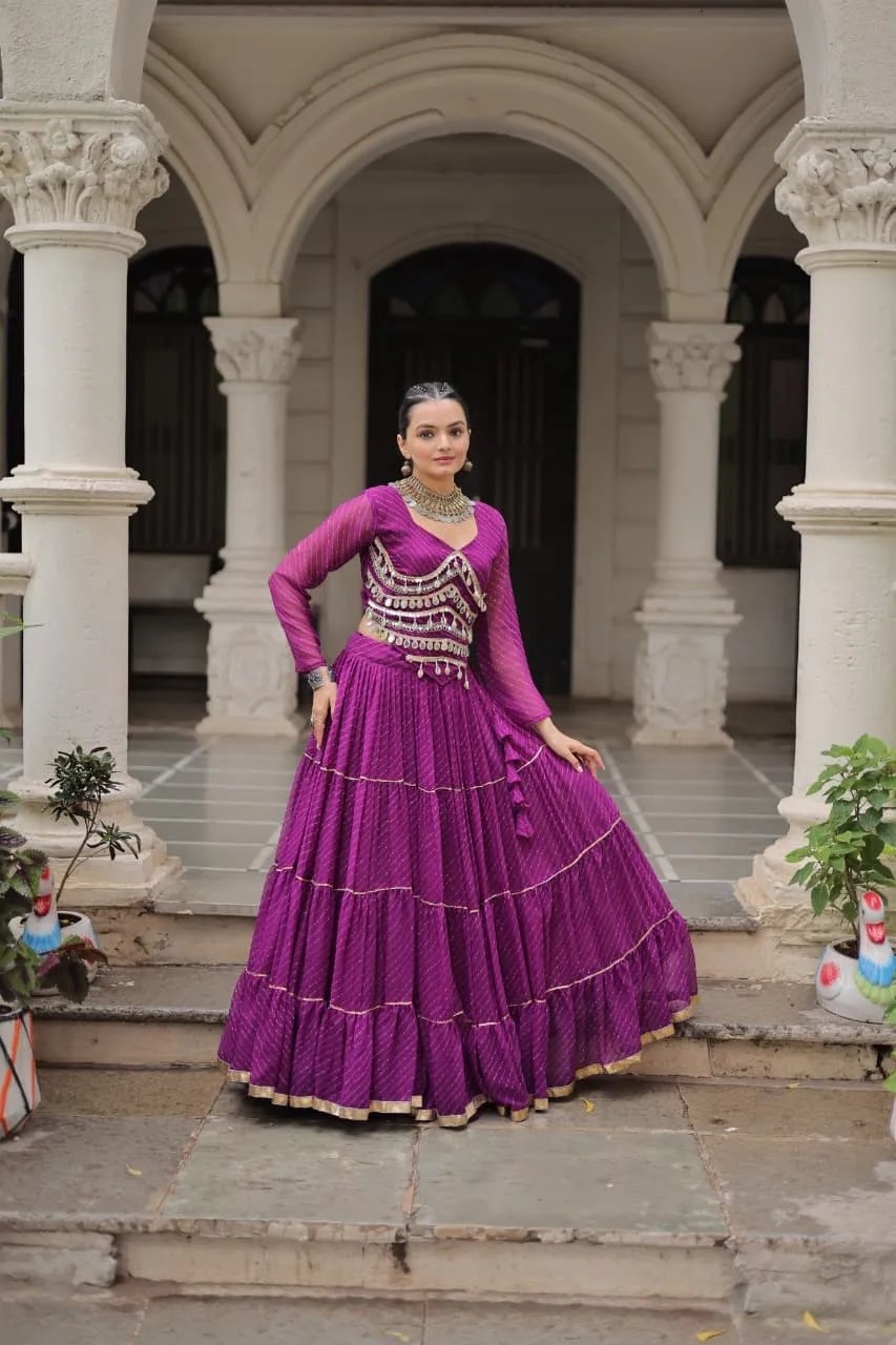 Designer Leheriya Print Navratri Lehenga Choli with Gota Patti in Surat