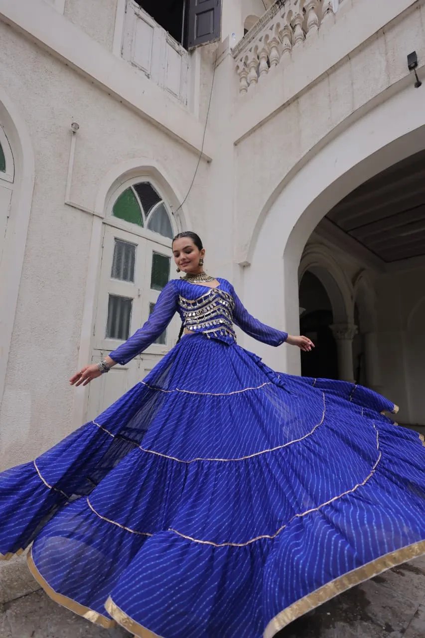 Designer Leheriya Print Navratri Lehenga Choli with Gota Patti in Surat
