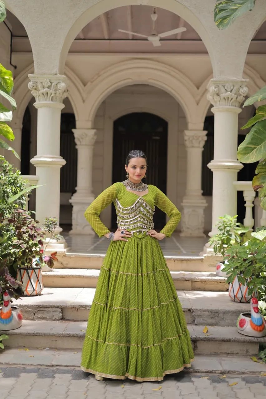 Designer Leheriya Print Navratri Lehenga Choli with Gota Patti in Surat