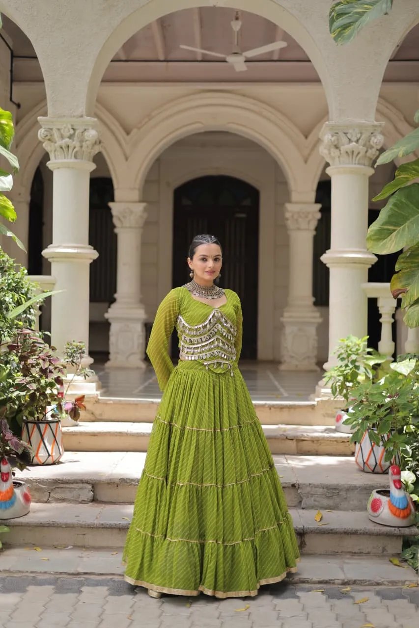 Designer Leheriya Print Navratri Lehenga Choli with Gota Patti in Surat