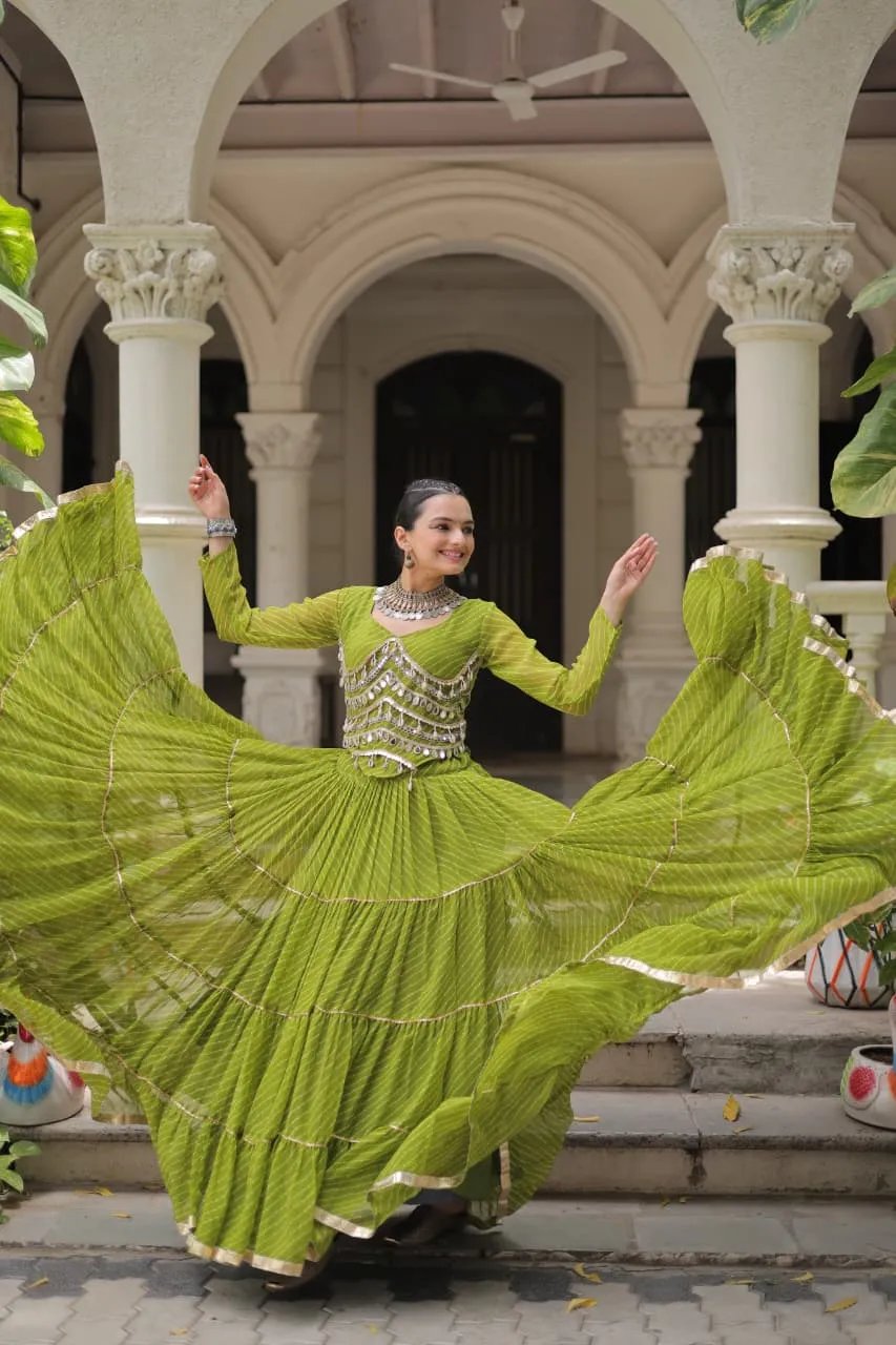 Designer Leheriya Print Navratri Lehenga Choli with Gota Patti in Surat