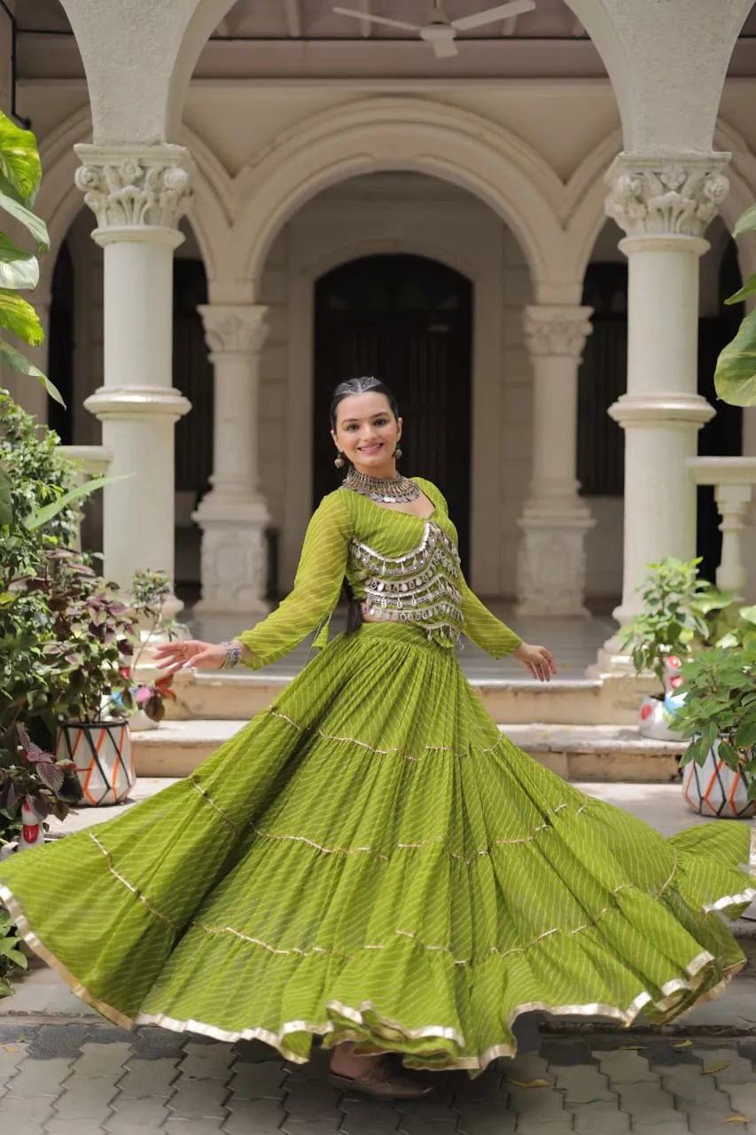 Designer Leheriya Print Navratri Lehenga Choli with Gota Patti in Surat