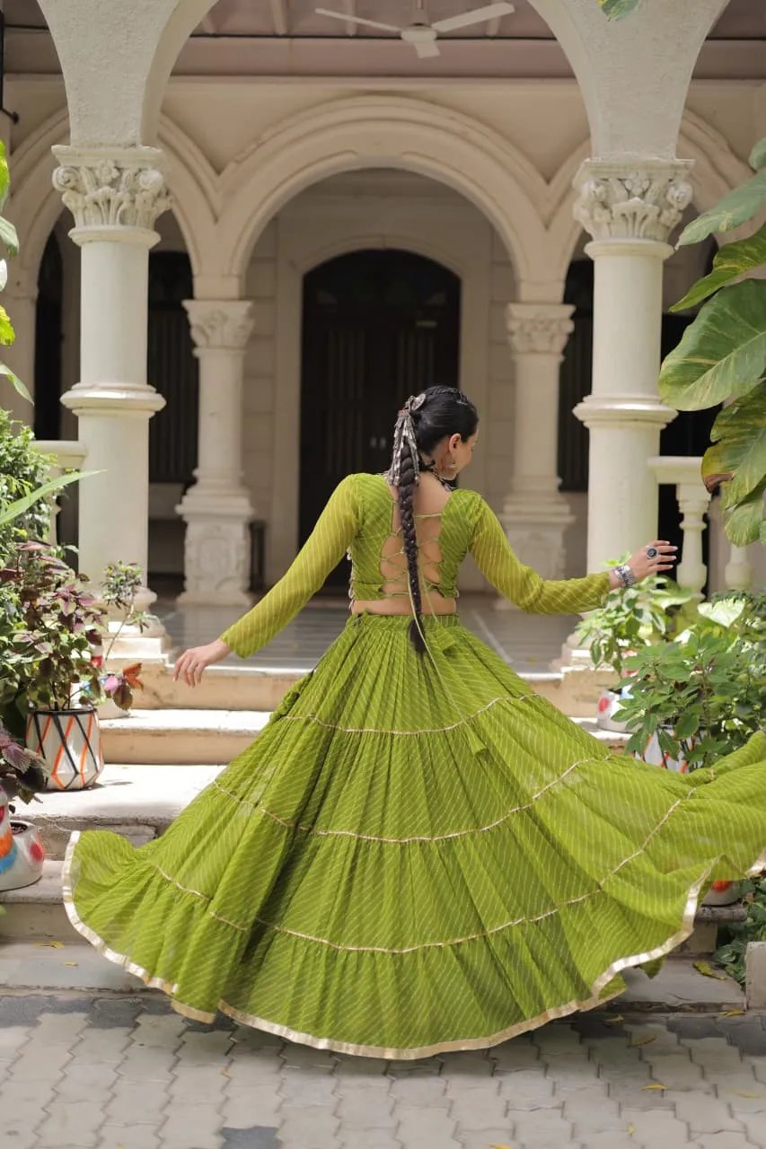 Designer Leheriya Print Navratri Lehenga Choli with Gota Patti in Surat