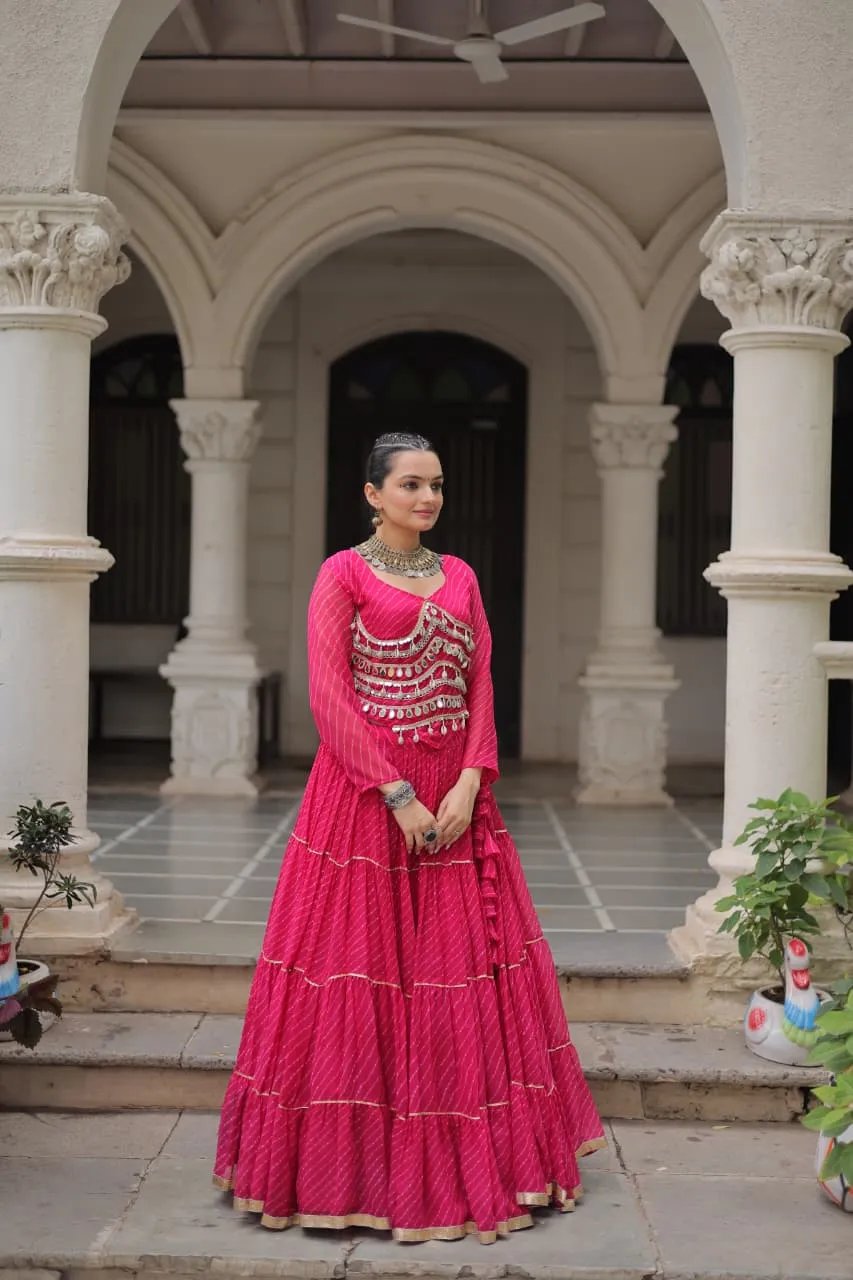 Designer Leheriya Print Navratri Lehenga Choli with Gota Patti in Surat