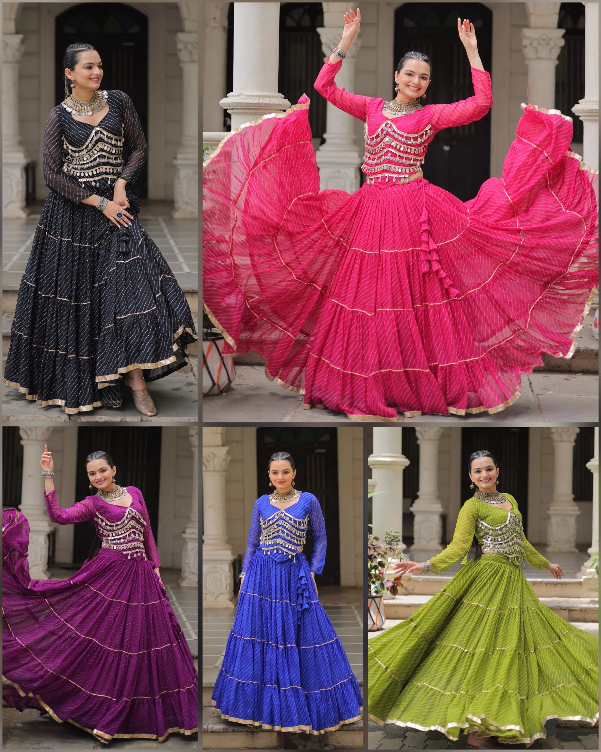 Designer Leheriya Print Navratri Lehenga Choli with Gota Patti in Surat