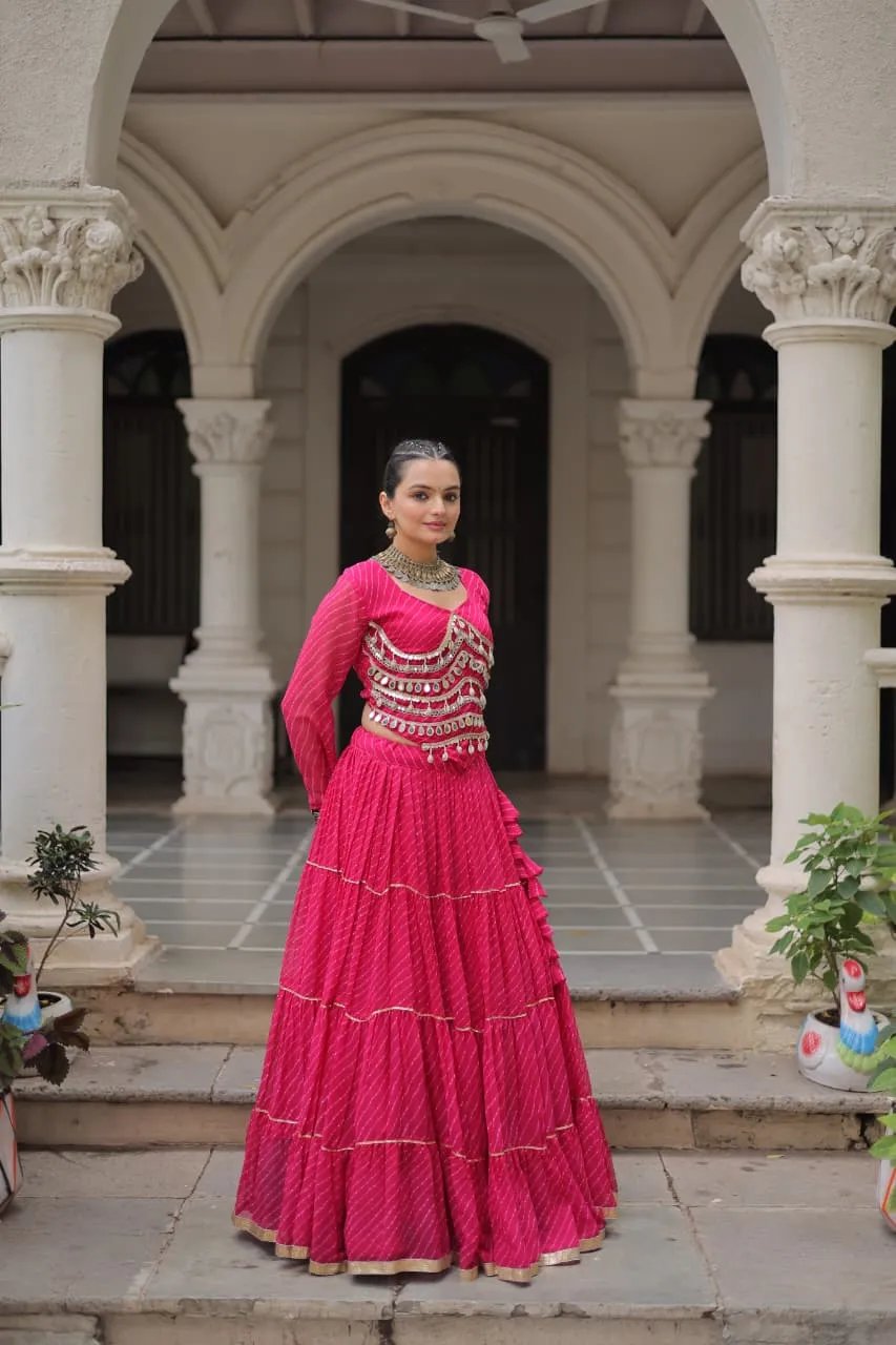 Designer Leheriya Print Navratri Lehenga Choli with Gota Patti in Surat