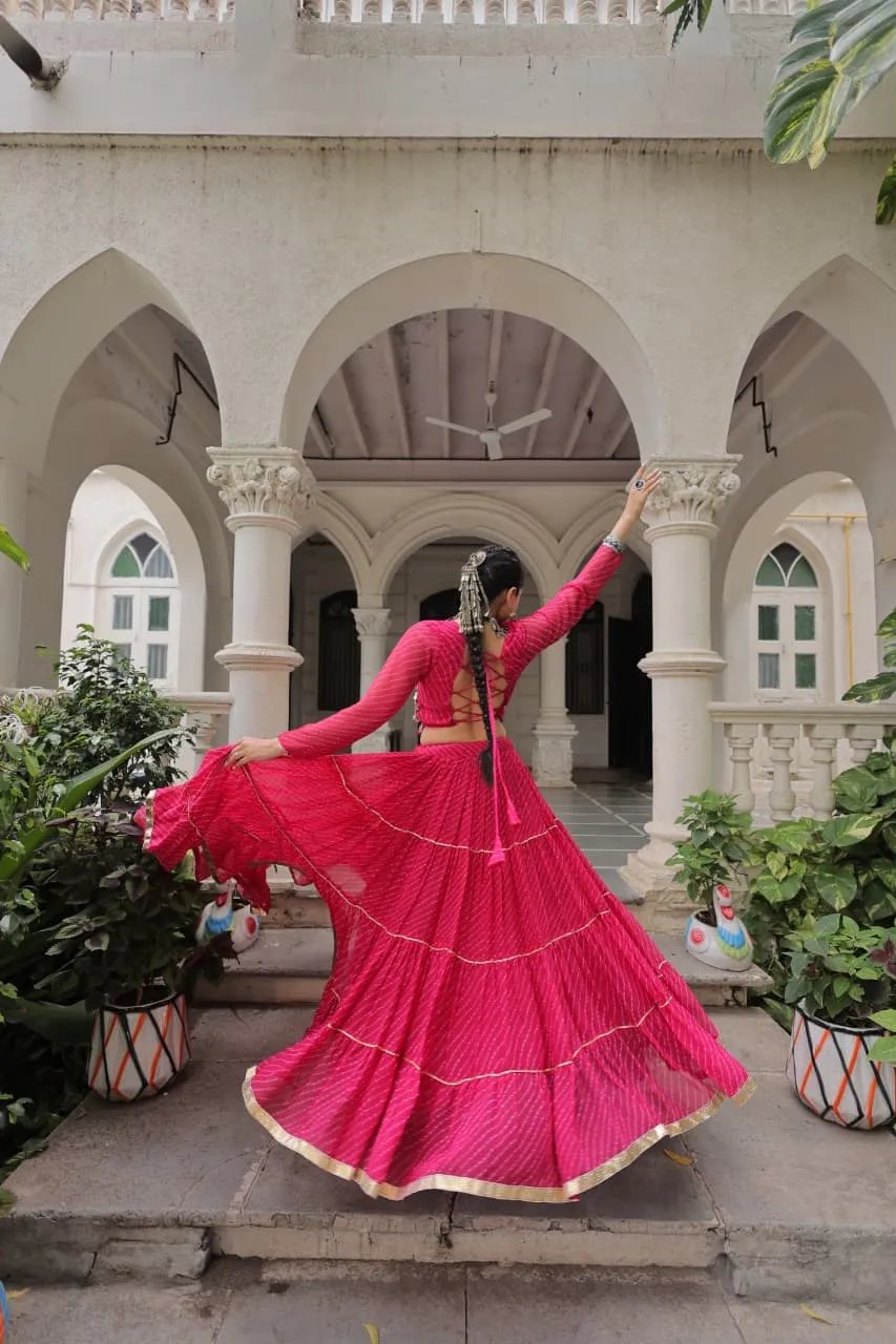 Designer Leheriya Print Navratri Lehenga Choli with Gota Patti in Surat