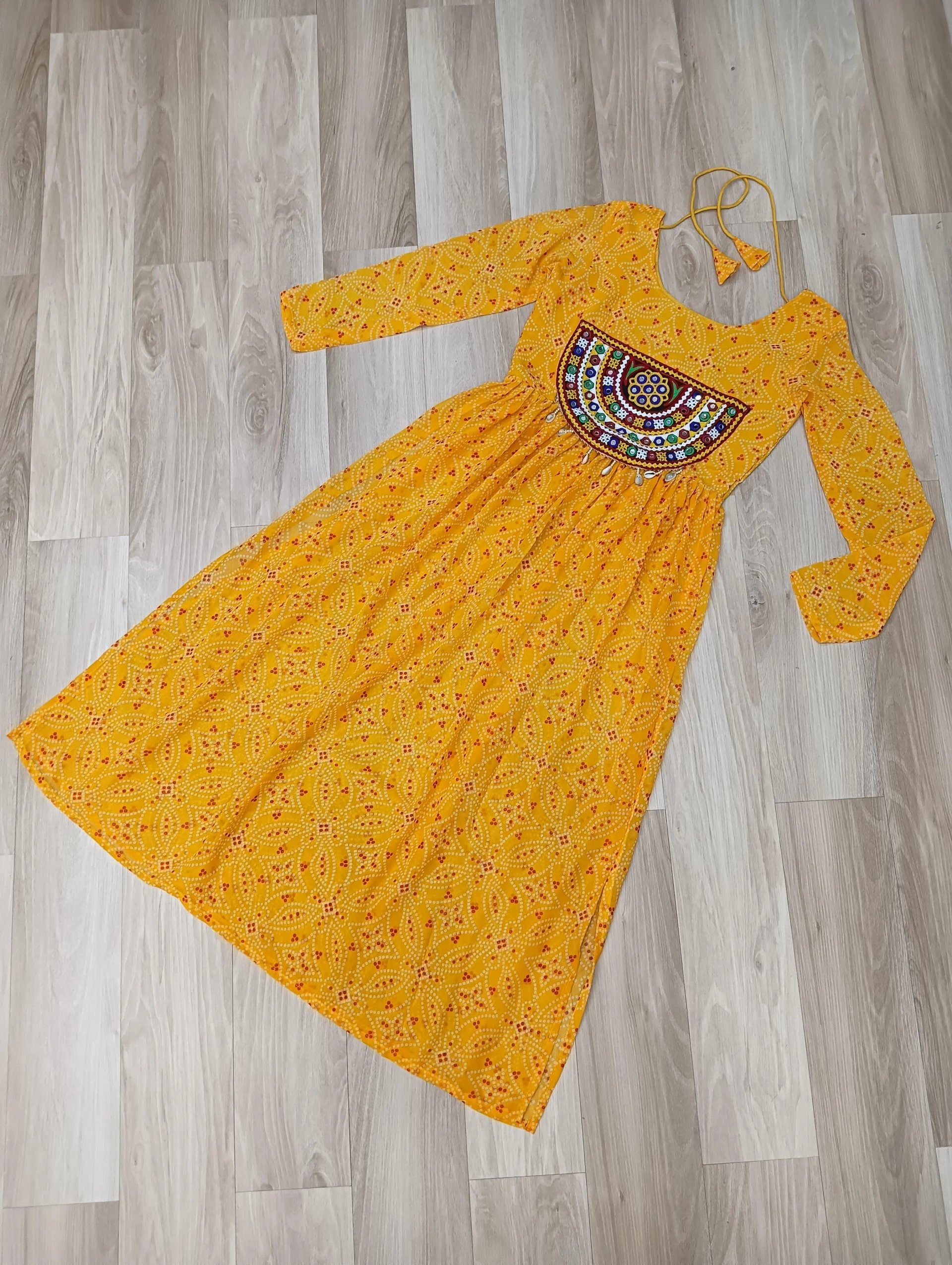 Bandhej Print Kurti with Kutchi Patchwork Navratri Wear in Surat