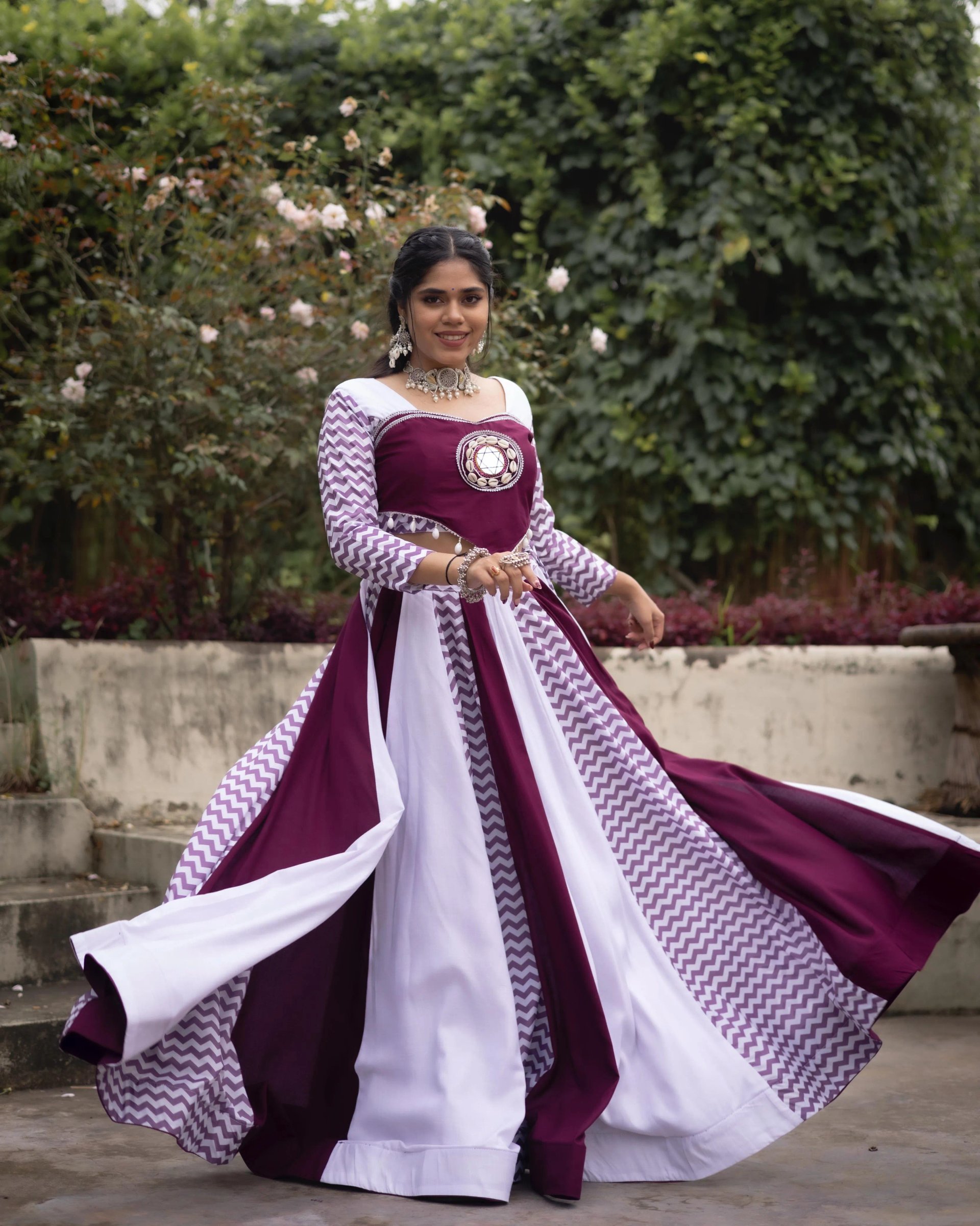 Pure Rayon Cotton Navratri Lehenga Set with Leheriya Work in Surat