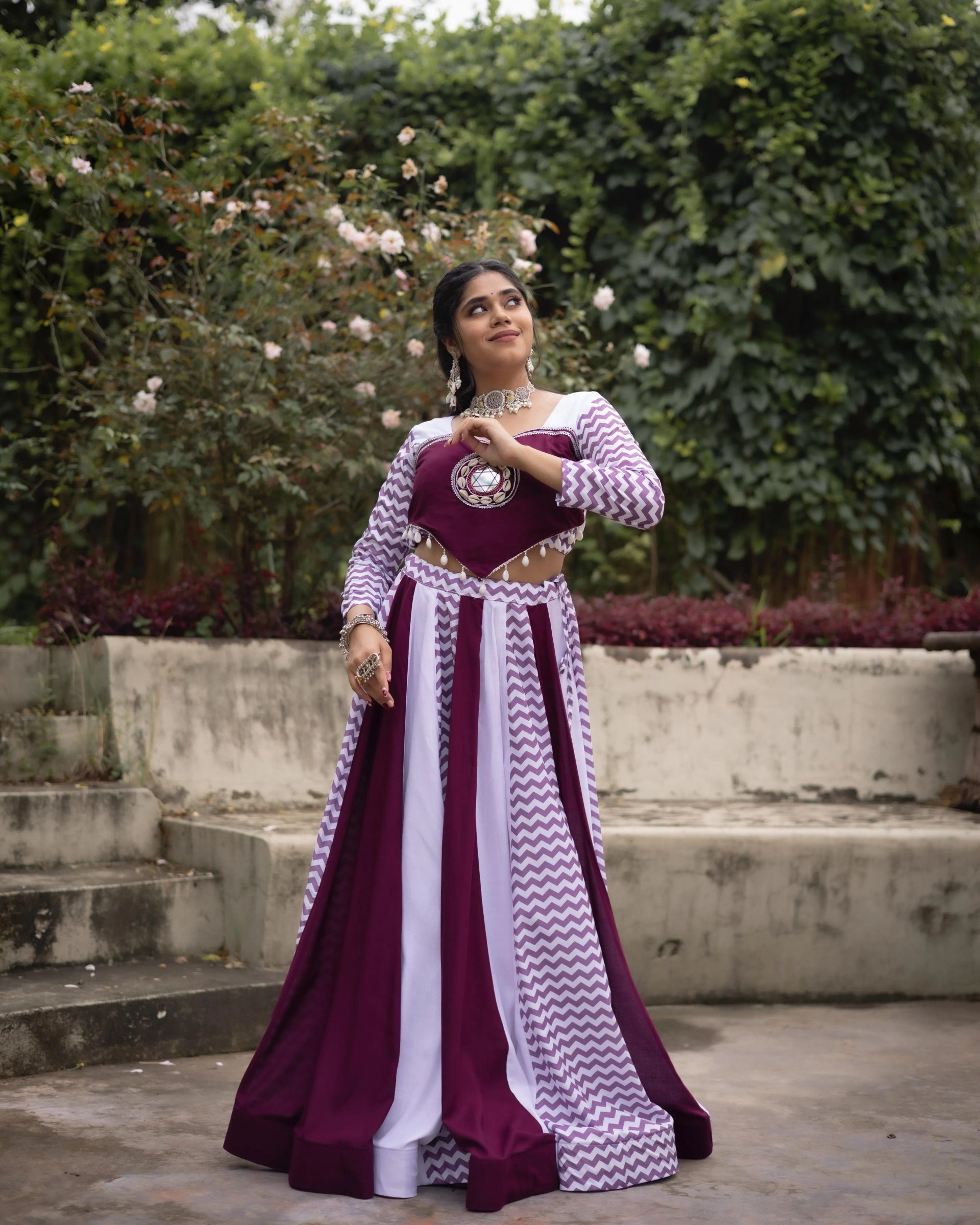 Pure Rayon Cotton Navratri Lehenga Set with Leheriya Work in Surat