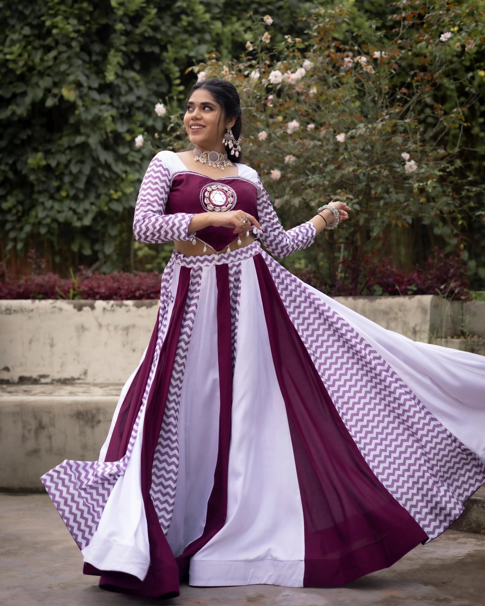 Pure Rayon Cotton Navratri Lehenga Set with Leheriya Work in Surat