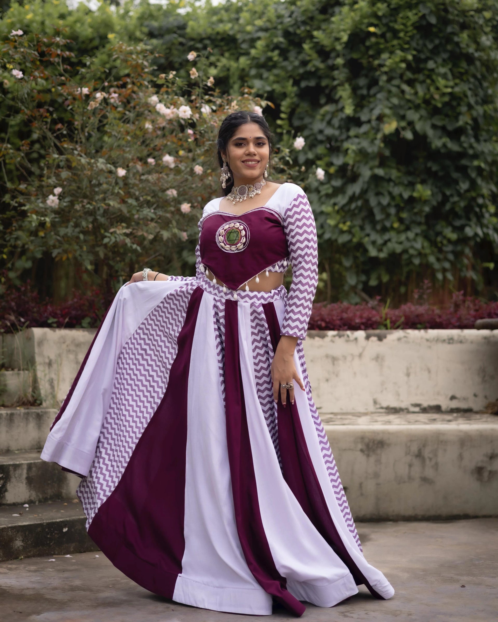 Pure Rayon Cotton Navratri Lehenga Set with Leheriya Work in Surat