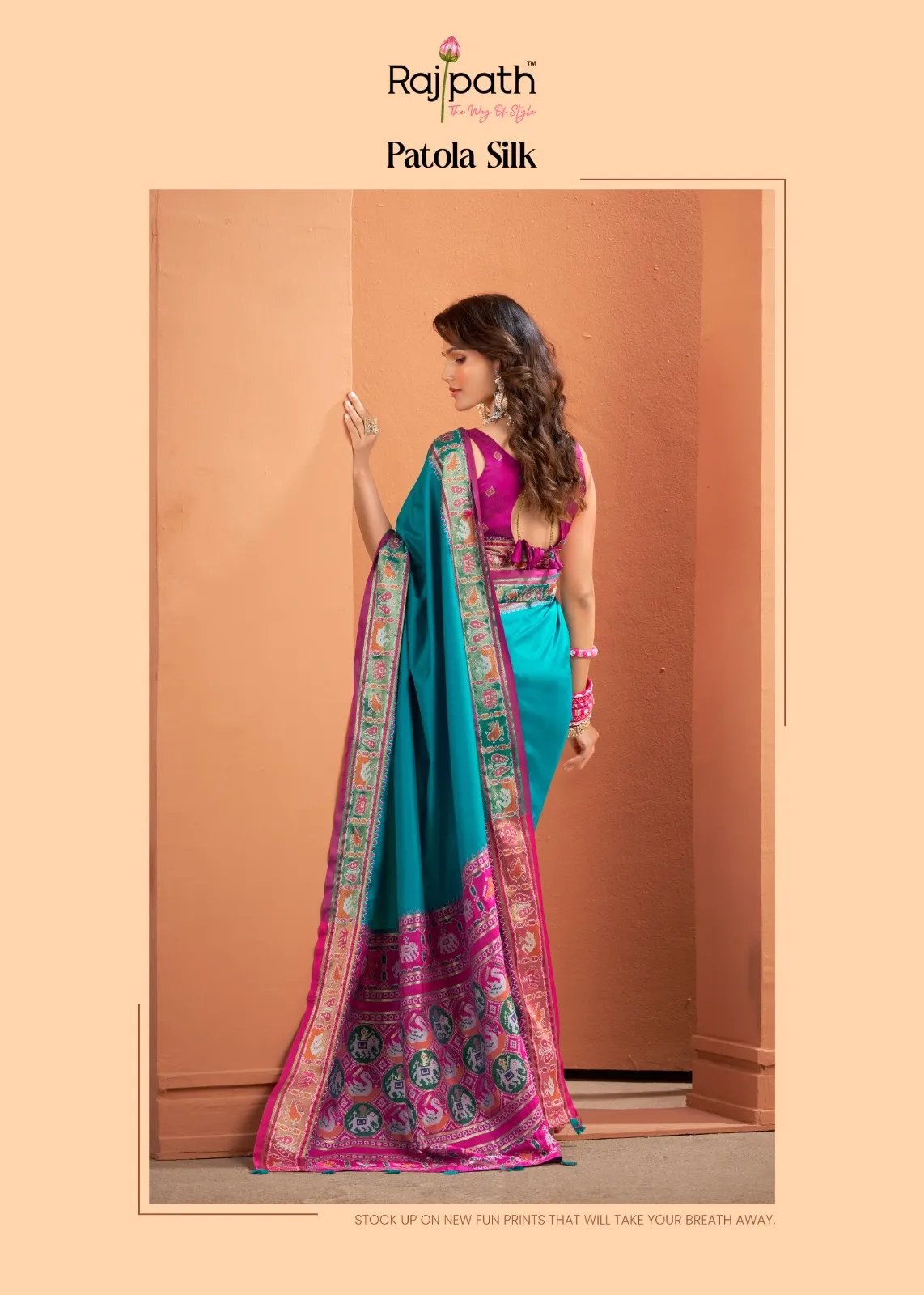 Silk Saree with Patola Weaving Pallu and Contrast Blouse in Surat